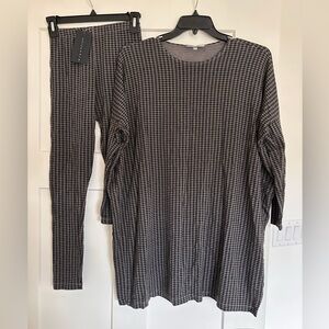 Bryan Walker Gray Houndstooth Patterned Top and Leggings XXS